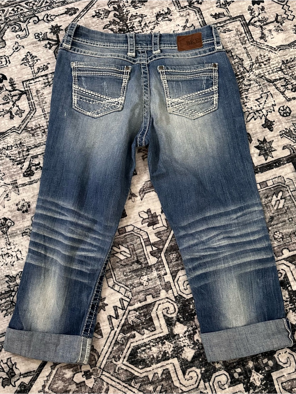 BKE Men's Faded Blue Straight-Leg Jeans